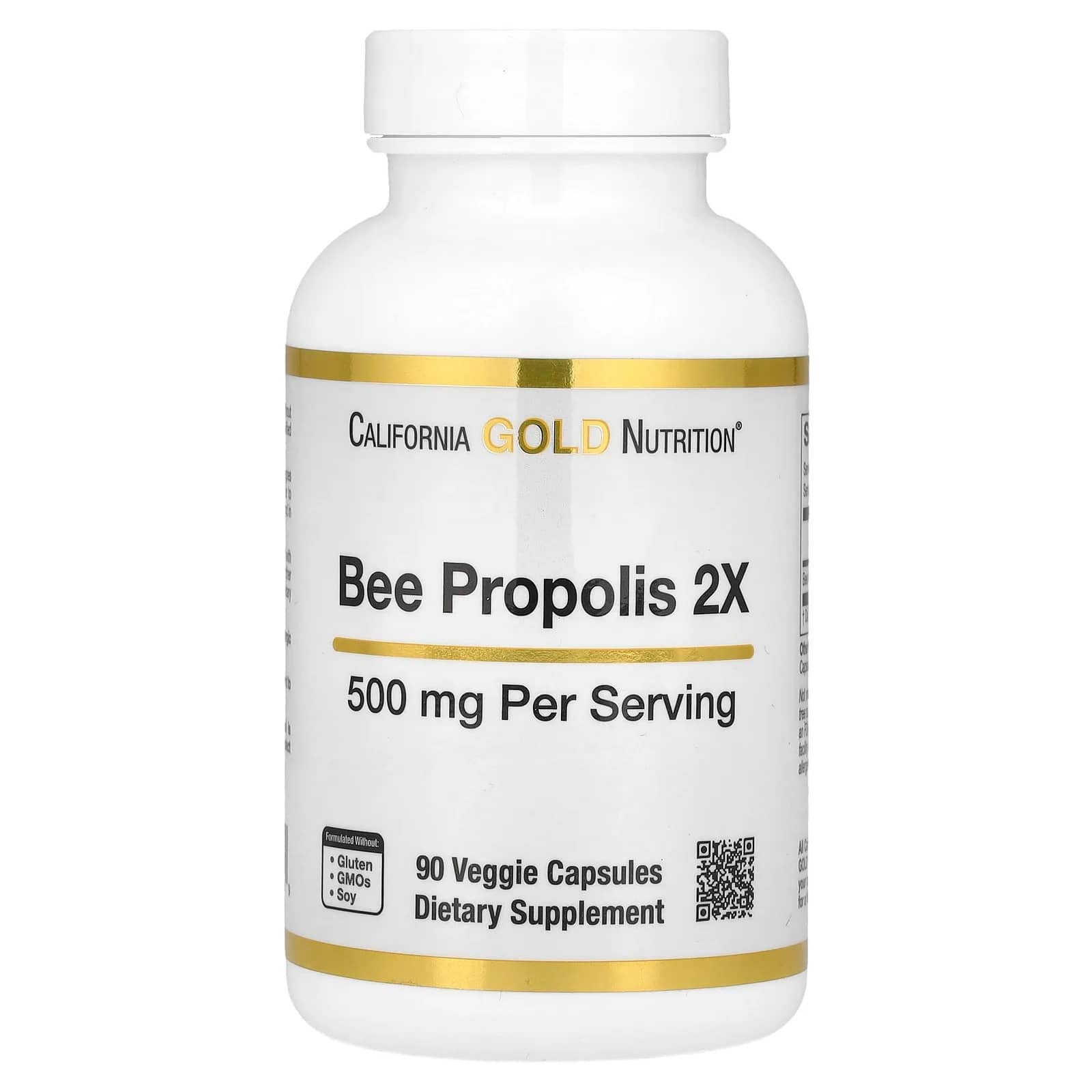 California Gold Nutrition Propolis d'abeille 2X - 90 capsules végétales - 500 mg