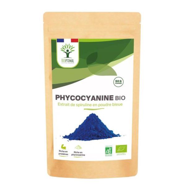 Bioptimal Phycocyanine powder bio -- spiruline bleue -- Sachet 50 G